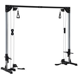 SPORTNOW Multi Home Gyms with Cable Pulley System, Cable Crossover Machine with 4 Handles for Full Body Strength Training, Power Rack for Home Workout, Black