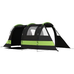 Outsunny Camping Tent, 4-5 Man Blackout Tent with Bedroom and Living Room, 3000mm Waterproof, Portable with Bag, for Fishing Hiking Festival, Black