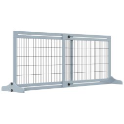 PawHut Freestanding Dog Gate, Foldable Pet Fence, Indoor Wood Barrier, Stair Gate with Support Feet, for Doorway, Hallway, Small and Medium Dogs, 69H x 104-183 cm, Blue-grey