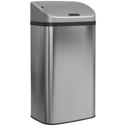 HOMCOM 48L Sensor Bin, Stainless Steel Kitchen Bin with Automatic Soft Close Lid and Fingerprint-Proof for Recycling and Waste, Silver Tone