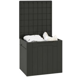HOMCOM 107L Outdoor Balcony Garden Furniture Storage Box with Lock Hole, Plastic Storage Trunk with Lid and Side Handles, All Weather Resistant Large Chest, Safe and Secure for Patio