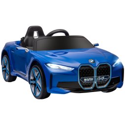 HOMCOM BMW i4 Licensed 12V Electric Car for Kids, Kids Electric Ride-on with Remote Control, Suspension Wheels, Music, Horn, Lights, MP3 Slot, Portable Battery, for Ages 3-6 Years - Blue