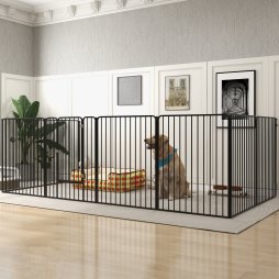 PawHut Heavy Duty Dog Playpen, 8 Panels Dog Pen, 100cm Height Pet Playpen Exercise Pen, with Door, for Small and Medium, Large Dogs