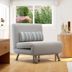 HOMCOM Single Sofa Bed, 1 Person Sleeper Foldable Lounge with Pillow