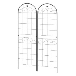 Outsunny Set of 2 Garden Trellis, Metal Trellis for Climbing Plants Support Frames, 50 x 180cm, Floral Design