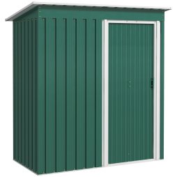 Outsunny 5 x 3ft Garden Storage Shed with Sliding Door and Sloped Roof, Lean to Outdoor Equipment Tool Shed for Garden, Green