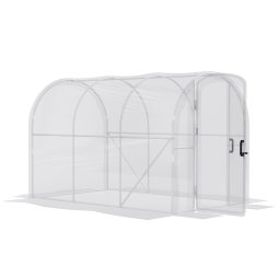 Outsunny 3 x 2 x 2m Polytunnel Greenhouse with 2 Hinged Door, Walk-in Grow House Tent with PE Cover and Galvanised Steel Frame, Clear