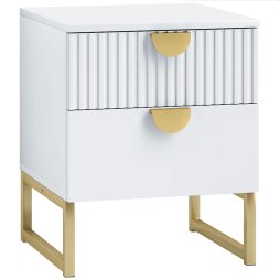 HOMCOM Bedside Table, Bedside Cabinet with 2 Drawers, Modern Side Table with Storage for Bedroom, Living Room, White