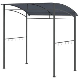 Outsunny 2.2 x 1.5 m BBQ Grill Gazebo Tent, Garden Grill with Metal Frame, Curved Canopy and 10 Hooks, Outdoor Sun Shade, Dark Grey