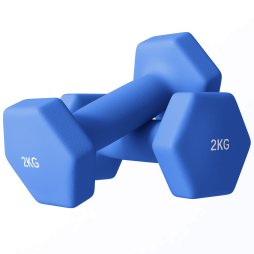 SPORTNOW Set of 2 Hex Dumbbells, Neoprene Weights Pair with Non-Slip Grip, Home Gym Fitness Training Equipment, 2 x 2kg, Blue
