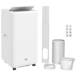 HOMCOM 12000 BTU Portable Air Conditioner, 5 in 1 Air Conditioning Unit, Dehumidifier with Remote, LED Display, 2 Speeds, 24H Timer, Child Lock, Window Venting Kit, 35m², A Energy Efficiency