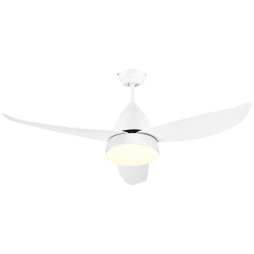 HOMCOM Reversible Ceiling Fan with Light, 3 Blades Indoor Modern Mount White LED Lighting Fan with Remote Controller, for Bedroom, Living Room, White