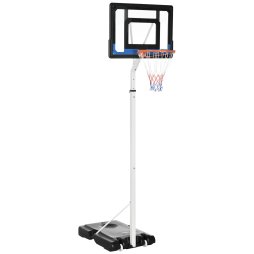 SPORTNOW Height Adjustable Basketball Hoop and Stand w/ Plastic Backboard and Weighted Base, Portable on Wheels, 2.6-3.1m, White