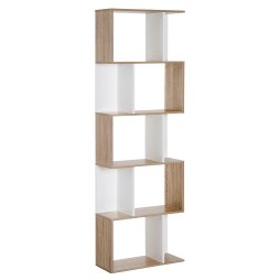 HOMCOM Bookcase, S-Shaped Wooden Bookshelf, 5/6 Tiers Freestanding Storage Shelf, Home Office Decorative Display Stand Rack, 24D x 60W x 184.5H