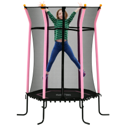 HOMCOM 5.4 FT/ 64 Inch Kids Trampoline With Enclosure Net Mini Indoor Outdoor Trampolines for Child Toddler Age 3-10 Years 