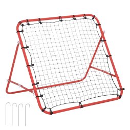 HOMCOM Rebounder Net Practise Kickback Target Goal with 5 Angles, for Teens, Adults, Softball, Football Training, Red