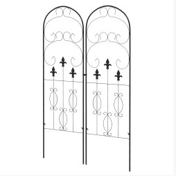 Outsunny Set of 2 Garden Trellis, Metal Trellis for Climbing Plants Support Frames, 45 x 150cm, Scrolls Design