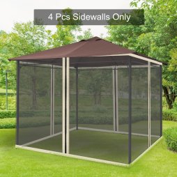 Outsunny fit 10x10ft Gazebo Universal Replacement Mosquito Netting for Patio Gazebos and Canopy Tents with Zippers for 3(m) x 3(m) Gazebo, (Sidewall Only) Beige