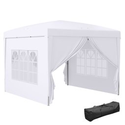 Outsunny 3 x 3(m) Pop Up Gazebo, Water and UV Resistant Party Tent Camping Canopy Marquee with Carry Bag, White