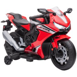 HOMCOM Honda Licensed 6V Kids Electric Motorbike Ride On Motorcycle Vehicle w/ Headlights, Music, Training Wheels, for Ages 3-5 Years Red