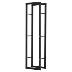 HOMCOM Metal Firewood Log Holder Tall Firewood Rack Indoor Outdoor Fireplace Wood Storage Shelf with Side Rails, Rust-Resistant, Black, 40W x 25D x 150H cm