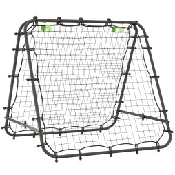 HOMCOM Double-Sided Football Rebounder Net, Football Rebound Net Target Goal with Five Adjustable Angles, Black
