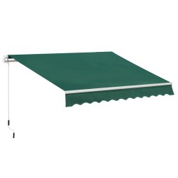 Outsunny 3 x 2m Manual Window Awning Canopy Garden Outdoor Shelter Patio Sun Shade UV Blocker Light Weight Aluminium Frame w/ Hand Crank Green