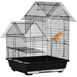 PawHut Metal Bird Cage for Finch, Canary w/ Food Containers, Swing Ring, Tray, Handle, 39 x 33 x 47cm