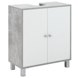 kleankin Under Sink Cabinet, Bathroom Vanity Unit, Storage Cupboard with Adjustable Shelves, White and Grey