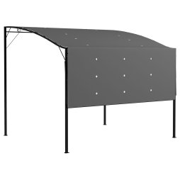 Outsunny 3 x 2.5m Patio Metal Gazebo Door Window Awning Wall Mount Canopy Outdoor Sunshade with Extended Shelter Charcoal Grey