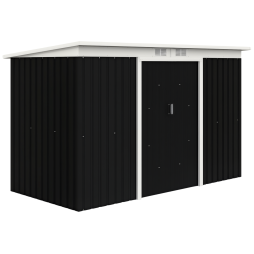 Outsunny 9ft x 4ft Metal Garden Shed, Outdoor Tool House with Foundation Kit, Ventilations and Double Doors, Dark Grey