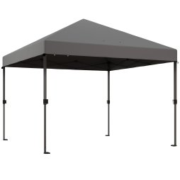 Outsunny 3 x 3(m) Pop Up Gazebo, 1 Person Easay Setup Marquee Party Tent with 1-Button Push, Adjustable Straight Legs, Wheeled Bag, Stakes, Ropes, Sandbags, Instant Shelter, Grey
