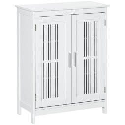 kleankin Narrow Bathroom Cabinet, Slim Bathroom Storage Unit with Adjustable Shelves, Freestanding Storage Cupboard 60 x 30 x 80 cm