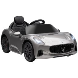 AIYAPLAY Maserati Licensed Electric Car for Kids, 12V Kids Electric Car with Remote Control, LED Light, MP3, Music, Soft Start, Horn, Ride on Car for 3-5 Years, Grey