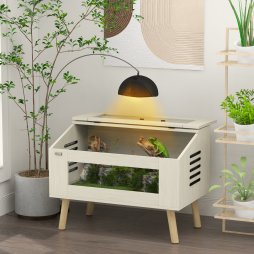 PawHut 111L Reptile Vivarium Terrarium with Tempered Glass Windows, Openable Top for Snake Lizards, Horned Frogs, Chameleons, Hamsters, Gerbils, 80 x 50 x 60cm