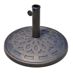 Outsunny 14 kg Round Garden Parasol Base Holder Decorative Resin Umbrella Stand with Adjustable Coupler for Outdoor Patio Market, Bronze Tone