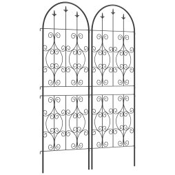 Outsunny Set of 2 Metal Garden Trellis, Decorative Trellis Panels for Climbing Outdoor Plants, Vegetables, Vines, Flowers, 150 x 50 cm, Scrollwork Design