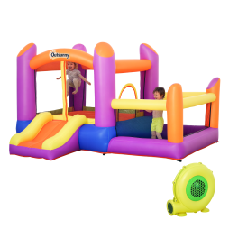 Outsunny Kids Bouncy Castle House Inflatable Trampoline Slide Water Pool 3 in 1 with Blower for Kids Age 3-8 Multi-color 2.8 x 2.5 x 1.7m
