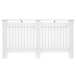 HOMCOM Slatted Radiator Cover Painted Cabinet MDF Lined Grill in White (152L x 19W x 81H cm)