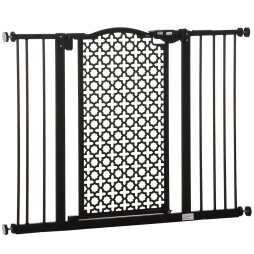 PawHut 74-105 cm Pressure Fit Safety Gate for Doorways and Staircases, Dog Gate, Pet Barrier for Hallways with Auto Close, Double Locking, 2 Extensions