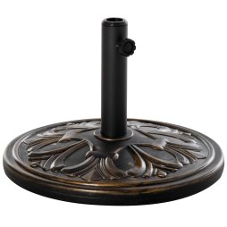 Outsunny 13kg Garden Parasol Base, Round HDPE Concrete Patio Umbrella Stand for 35mm / 38mm / 48mm Pole, Outdoor Sun Shade Parasol Weight Holder, Bronze Tone