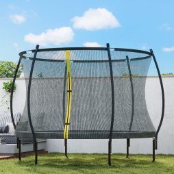 SPORTNOW 8ft Trampoline with Enclosure Net, Spring Cover, Outdoor Trampoline, Garden, Jumping Mat, Black