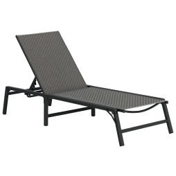 Outsunny Foldable Outdoor PE Rattan Sun Lounger, Patio Wicker Recliners Lounge Chair w/ 5-Level Adjustable Backrest, for Poolside, Garden, Grey