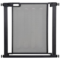 PawHut Pressure Fit Safety Gate for Doorways and Staircases, Dog Gate w/ Auto Closing Door, Pet Barrier for Hallways w/ Double Locking, Openings 75-82 cm - Black