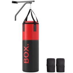 SPORTNOW 3ft Unfilled Punching Bag Set with Boxing Bag Bracket, Heavy Bag with Boxing Gloves, Hand Wraps, 360° Swivel Hook