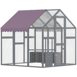 PawHut Chicken Run, Large Wooden Walk In Chicken Coop with Waterproof Cover, Split Door, 2 Nesting Boxes, 2 Roosting Bars, Poultry Hen Cage for 6-8 Chickens, Ducks, Geese, Rabbits, 1.7 x 1.8 x 1.8 m