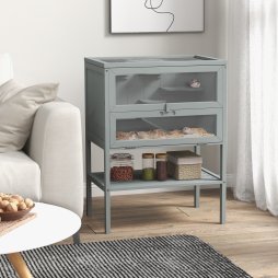 PawHut Wooden Hamster Cage with Storage Shelf, Small Animal Exercise Play House with Openable Top, for Hamsters, Gerbils, 60 x 40 x 80 cm - Grey