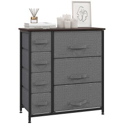 HOMCOM Chest of Drawers with 7 Drawers, Fabric Drawers with Large Storage Space, Drawers Dresser with Metal Frame, Adjustable Feet for Bedroom Living Room