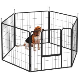 PawHut Dog Pen 6 Panels Puppy Pen Heavy Duty Pet Playpen for Indoor Outdoor for Dogs, Rabbits, Ducks 80cm High