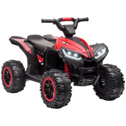 HOMCOM 12V Electric Quad Bike for Kids Ride On Car All Terrain Vehicle Toy, with Forward Reverse Functions, LED Headlights, Music, for Ages 3-5 Years - Red